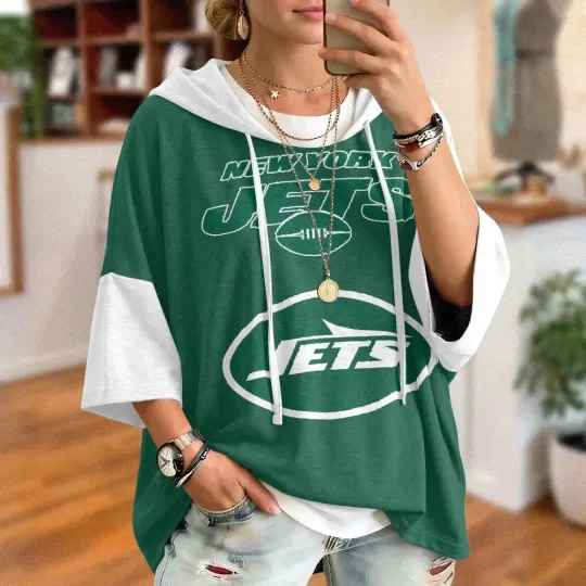 New York Jets Oversized Short Sleeve Hoodie