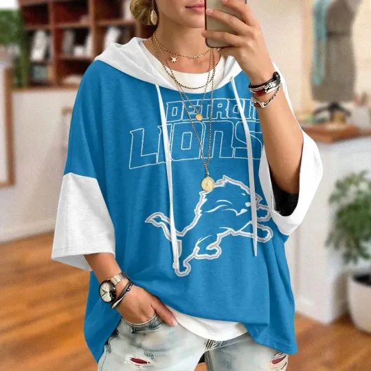 Detroit Lions Oversized Short Sleeve Hoodie