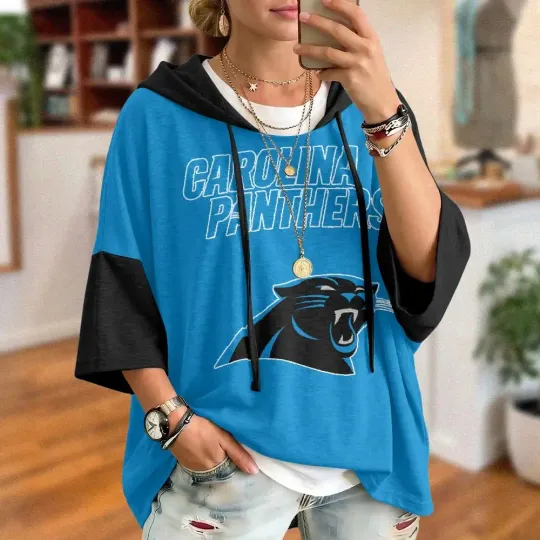 Carolina Panthers Oversized Short Sleeve Hoodie