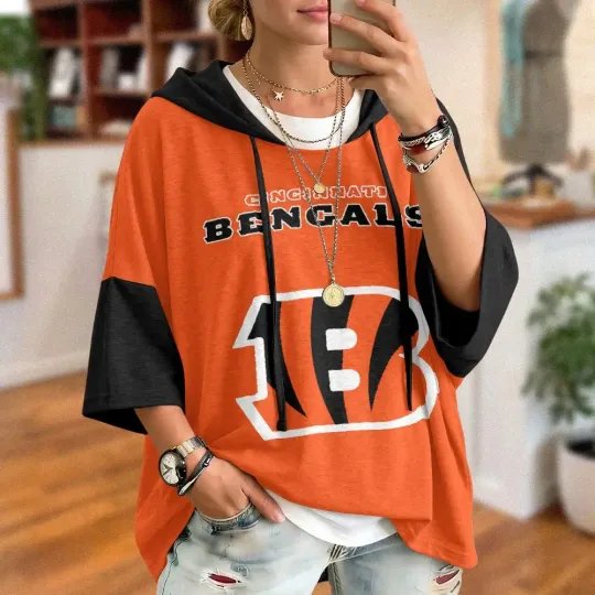 Cincinnati Bengals Oversized Short Sleeve Hoodie