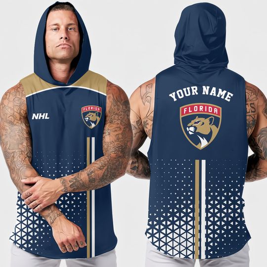 Florida Panthers Men’s Sleeveless Hoodie for Workout and Summer Training