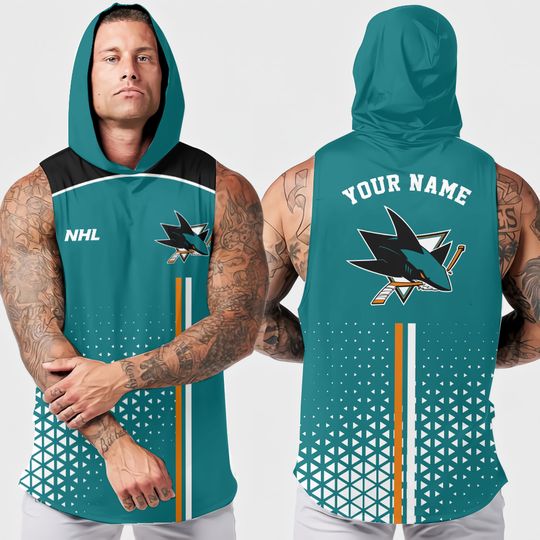 San Jose Sharks Men's Sleeveless Hoodie for Workout and Summer Fitness