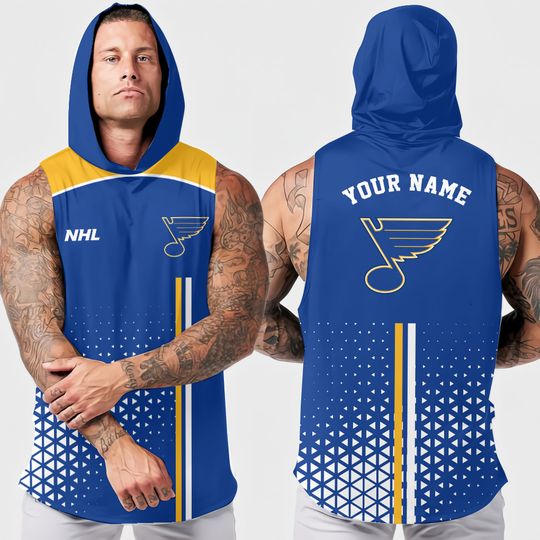 St. Louis Blues Men's Sleeveless Hoodie Summer Workout Tank Top NHL