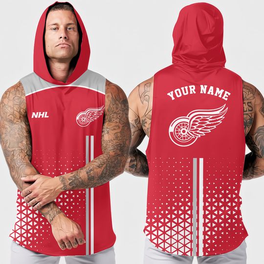 Detroit Red Wings Men's Sleeveless Hoodie for Workout and Training
