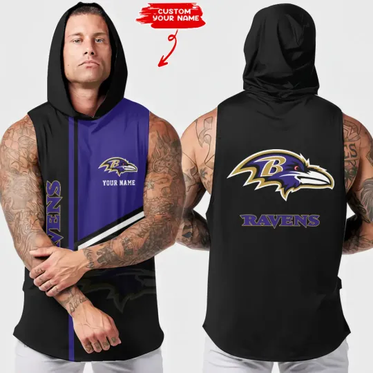 Baltimore Ravens Men's Sleeveless Hoodie Tank Top Summer Workout Fitness Activewear 2025 AZHTT559