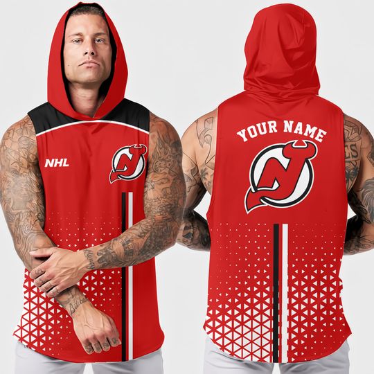 New Jersey Devils Men's Sleeveless Hoodie for Workout and Summer Fitness