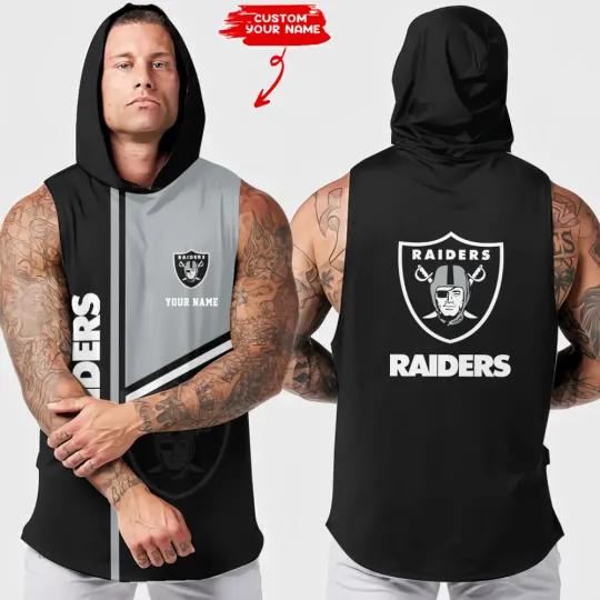 Las Vegas Raiders Men's Sleeveless Hoodie Tank Top Summer Fitness Workout