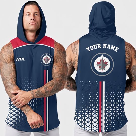 Winnipeg Jets Men's Sleeveless Hoodie Tank Top Summer Fitness Workout Activewear