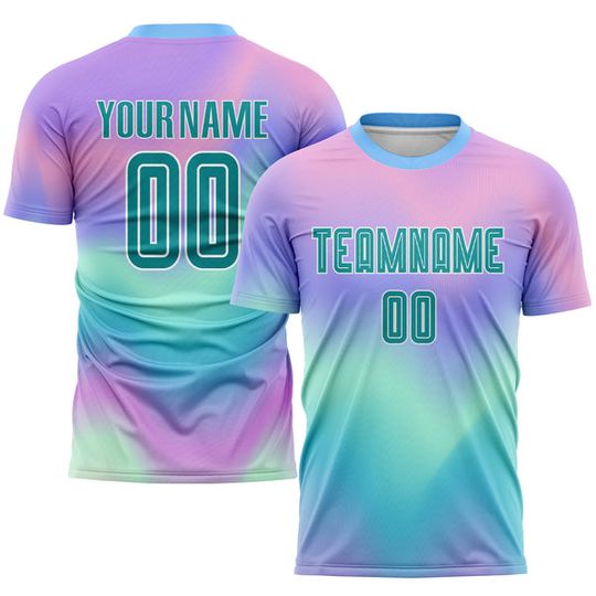 Custom Tie Dye Teal-White Soccer Jersey Set