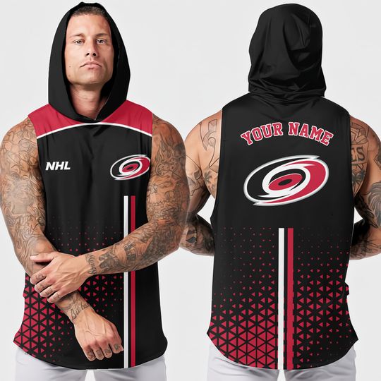 Carolina Hurricanes Men’s Sleeveless Hoodie Tank Top Summer Fitness Training Activewear