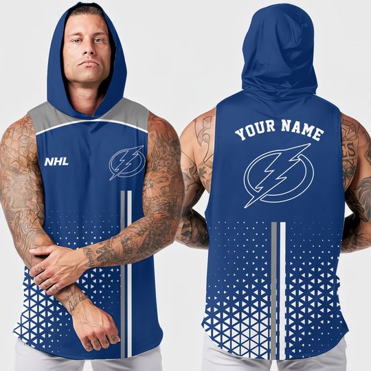 Tampa Bay Lightning Men’s Sleeveless Hoodie for Workout and Summer Fitness