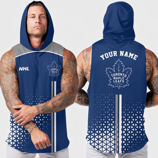 Toronto Maple Leafs Men's Sleeveless Hoodie Workout Tank Top Summer Fitness Activewear