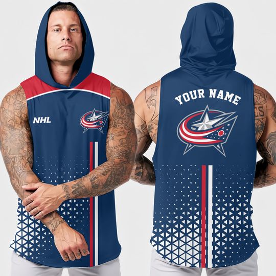 Columbus Blue Jackets Men’s Sleeveless Hoodie for Workout and Summer Fitness
