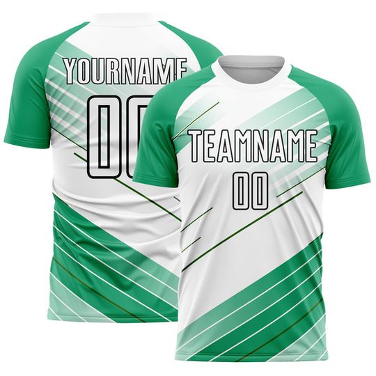 Custom Kelly Green White-Black Sublimation Soccer Jersey Set