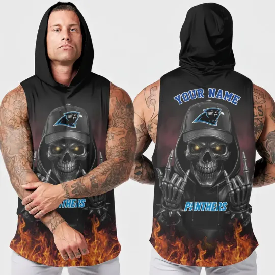 Carolina Panthers Men’s Sleeveless Hoodie Workout Tank Top