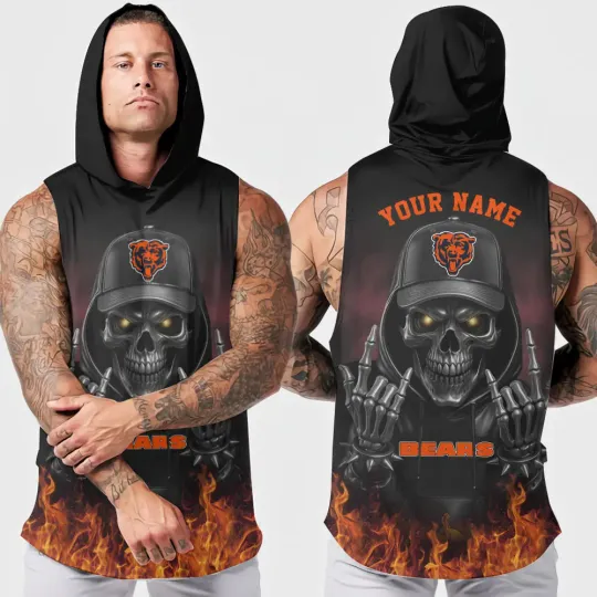 Chicago Bears Men’s Sleeveless Hoodie Workout Tank Top