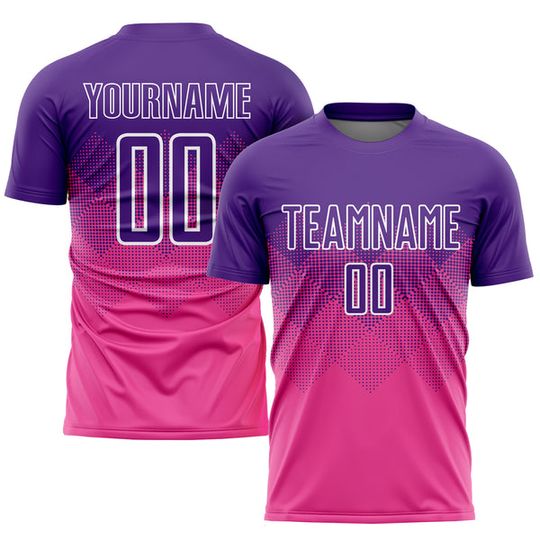 Custom Pink Purple White Sublimation Soccer Jersey Set