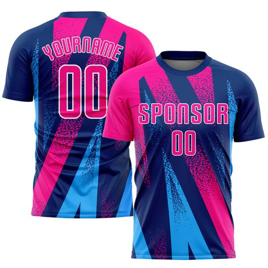 Custom Pink-Royal Sublimation Football Jersey Set