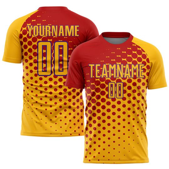Custom Gold Red-Purple Sublimation Football Jersey Set