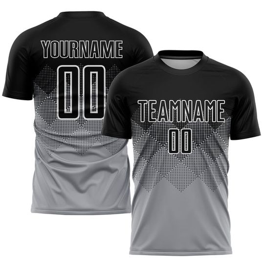 Custom Light Gray Black-White Soccer Jersey Set