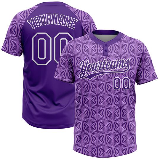 Custom Purple and White 3D Pattern Unisex Softball Jersey