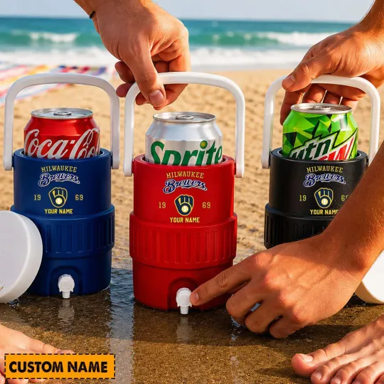 Milwaukee Brewers 12Oz Retro Mini Cooler Can Holder Custom Any Name Gifts For Fan