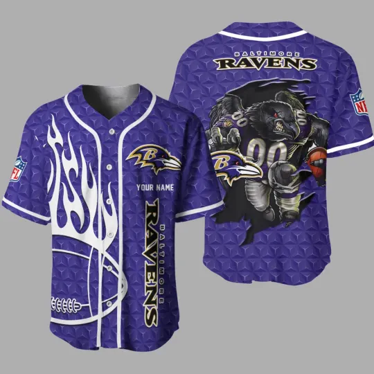 Baltimore Ravens Classic Button Baseball Jersey