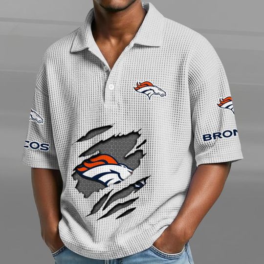 Denver Broncos Waffle Polo Shirt