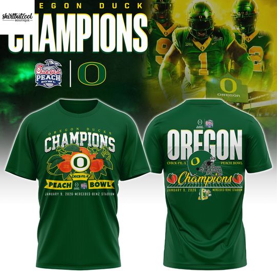 Oreg ducks 2026 Peach Bowl Champions 3D T-Shirt