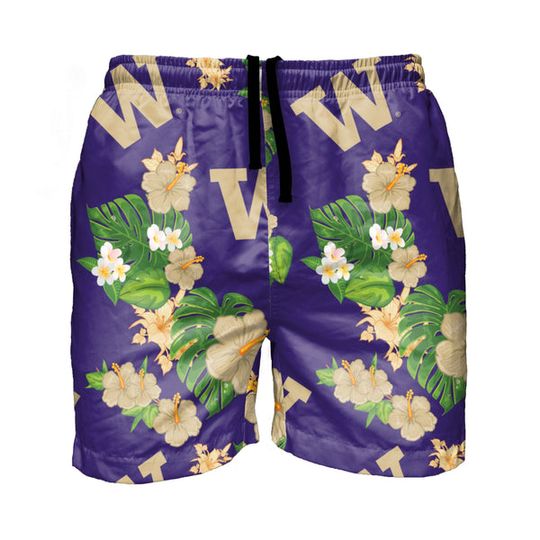 Washington Huskies Men's Floral Swim Trunks Short