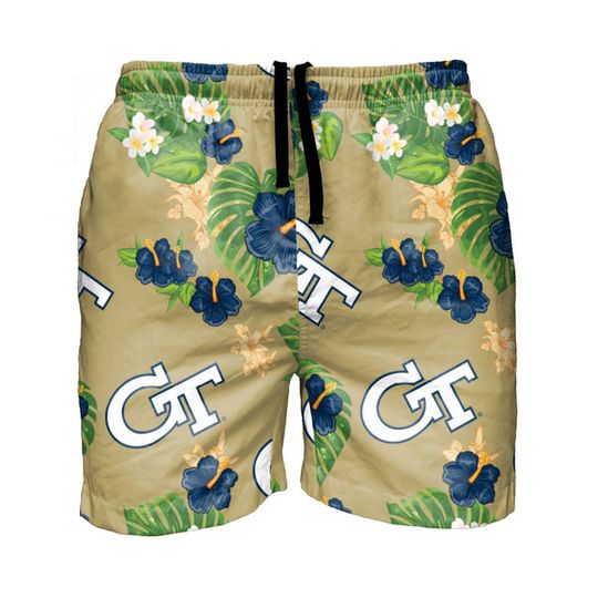 Georgia Tech Yellow Jackets Men's Floral Swim Trunks Short