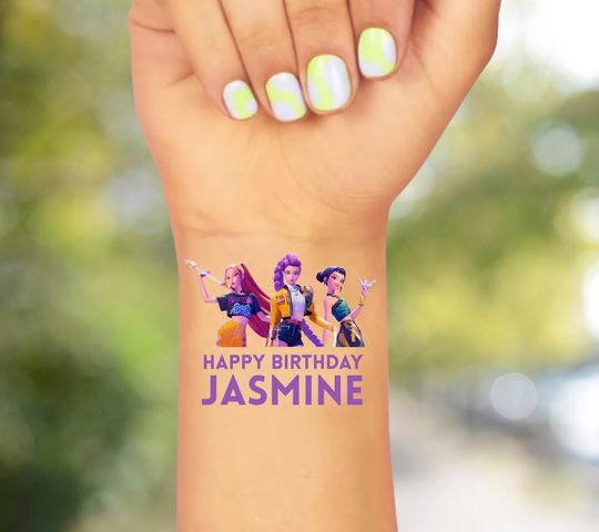Custom KPop Demon Hunter Temporary Tattoos, Personalized Anime Party Favors
