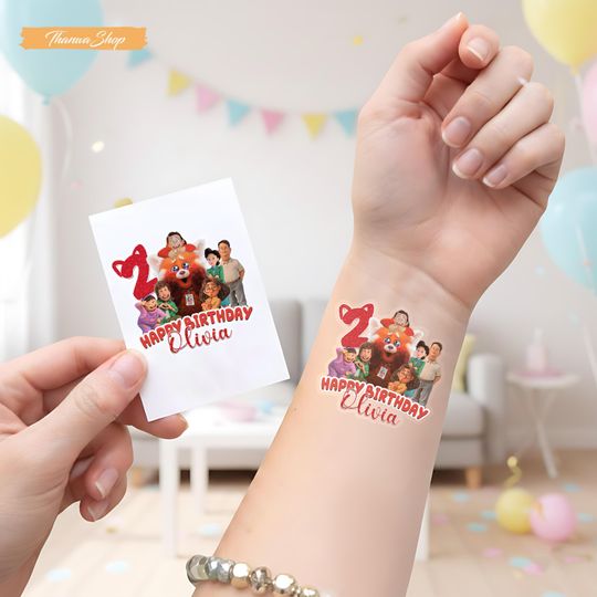 Turning Red Birthday Tattoo, Personalized Kids Party Sticker, Custom Name Temporary Tattoo