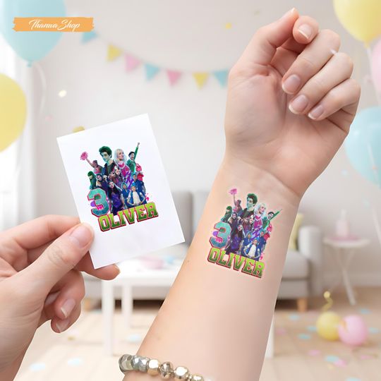 Personalized Zombies 3 Tattoo Sticker, Birthday Gift for Seabrook Fans Kids Temporary Tattoos