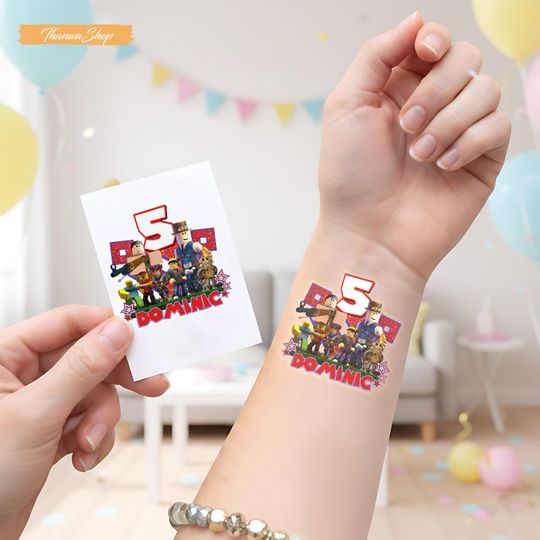 Video Game Birthday Tattoo, Personalized Kids Party Sticker, Custom Name Temporary Tattoo