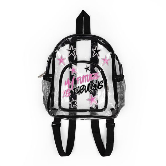 Clear Backpack "My Future is Fabulous", Stadium Approved Clear Bag, Sports Game Essentials, Transparent Mini Backpack, Trendy Festival Bag