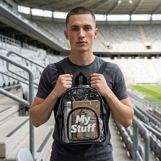 My Stuff Clear Stadium Backpack | Transparent School Bag, Mesh Side Pockets