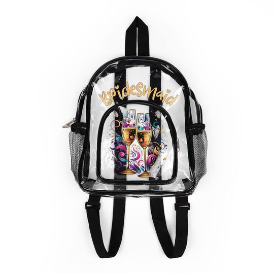 Clear Backpack for Wedding Bridesmaid, Stadium Approved Clear Bag, Sports Game Essentials, Transparent Mini Backpack, Festival Bag - Gold