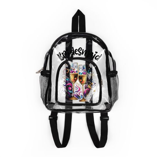 Clear Backpack for Wedding Bridesmaid, Stadium Approved Clear Bag, Sports Game Essentials, Transparent Mini Backpack, Festival Bag - Black