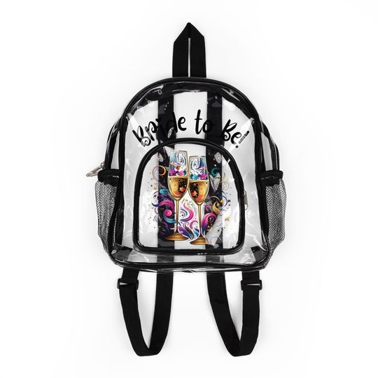 Clear Backpack for Wedding Bride To Be, Stadium Approved Bag, Sports Game Essentials, Transparent Mini Backpack, Trendy Festival Bag - Black