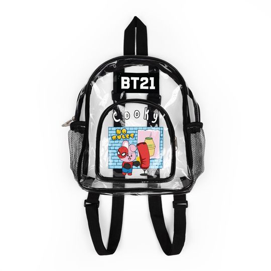 BT21 Cooky Clear Concert Backpack, BTS Jungkook Fan Bag, Stadium Approved Clear Bag, Cute Kpop Festival Backpack. BTS Army Fan Gift