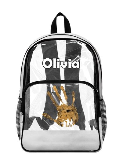 Walking D Clear Backpack, Custom Transparent Bag for Accessories and Daily Use