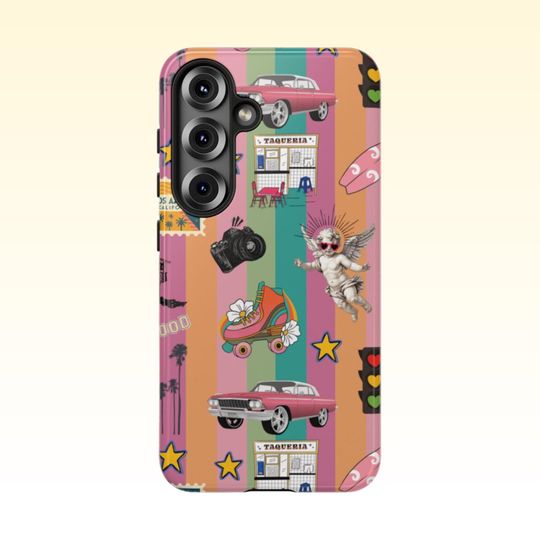Los Angeles Sticker Design Samsung Case | Samsung 25 24 23 22 21 20 10, PLUS, ULTRA, Phone Cases, Unique Phone Design