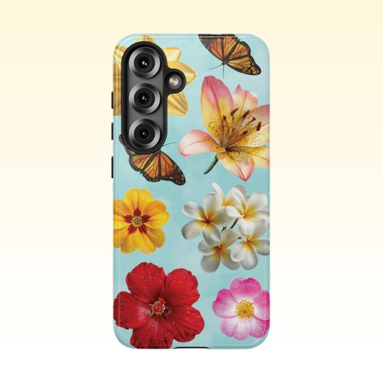 Summer Flowers Samsung Galaxy Case | Samsung 25 24 23 22 21 20 10, PLUS, ULTRA, Phone Cases, Unique Phone Design, floral phone case,