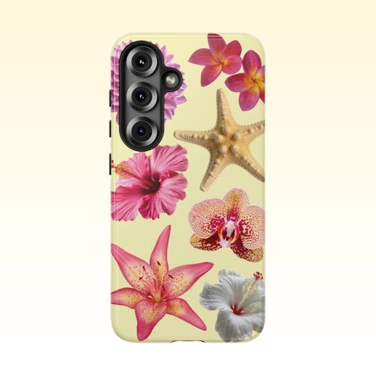 Pink Tropical Flowers Samsung Galaxy Case | Samsung 25 24 23 22 21 20 10, PLUS, ULTRA, Phone Case, Floral Phone Case, Beach Vibes