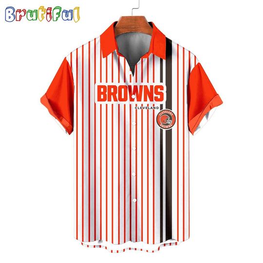 football Cleveland Browns Classic Retro Mascot Line Summer Beach Hawaiian Shirt