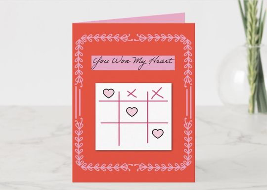 Tic Tac Toe Card - Kawaii Greeting Card - You Won My Heart