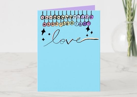 Kawaii Greeting Card - Love - You Make My Life Merry & Bright - Father's Day Card