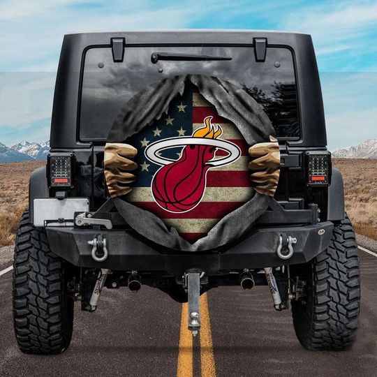 Miami Heat American Flag Spare Tire Cover