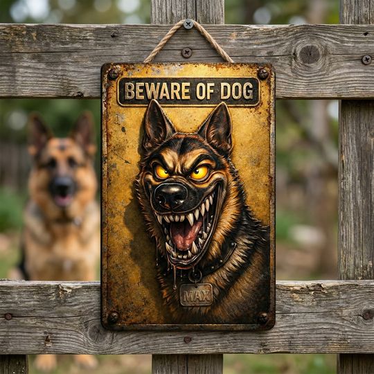 Beware Of Dog Metal Sign - Custom Photo Gift for Dog Lovers